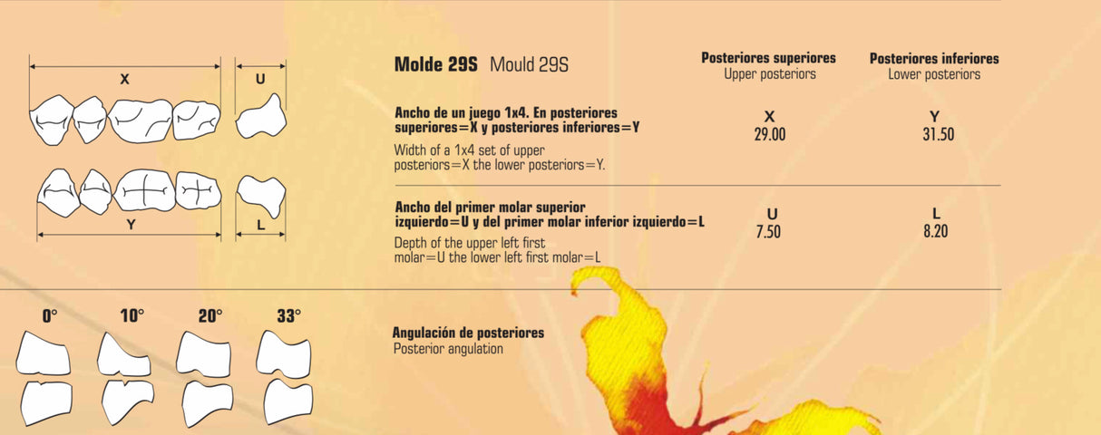 Dientes CORAL resina acrílica 2 capas CAJA con 20 tablillas