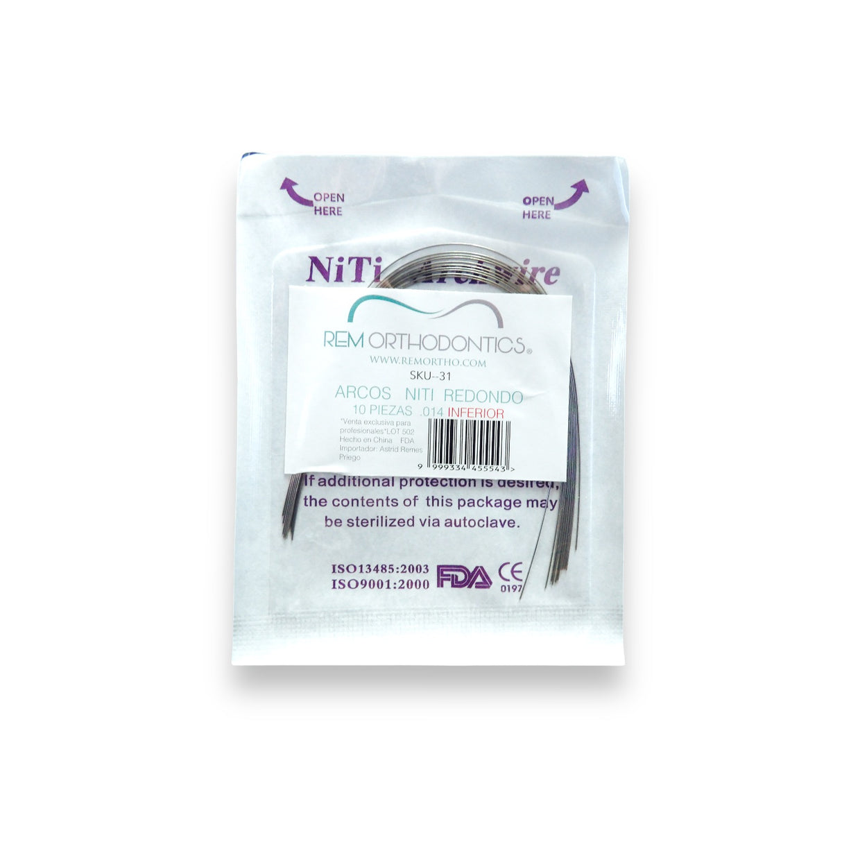 Arco Nitinol Redondo con 10 piezas